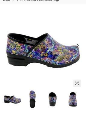 Bjork- Professional Floral Leather Clog - Women (Purple Multi)